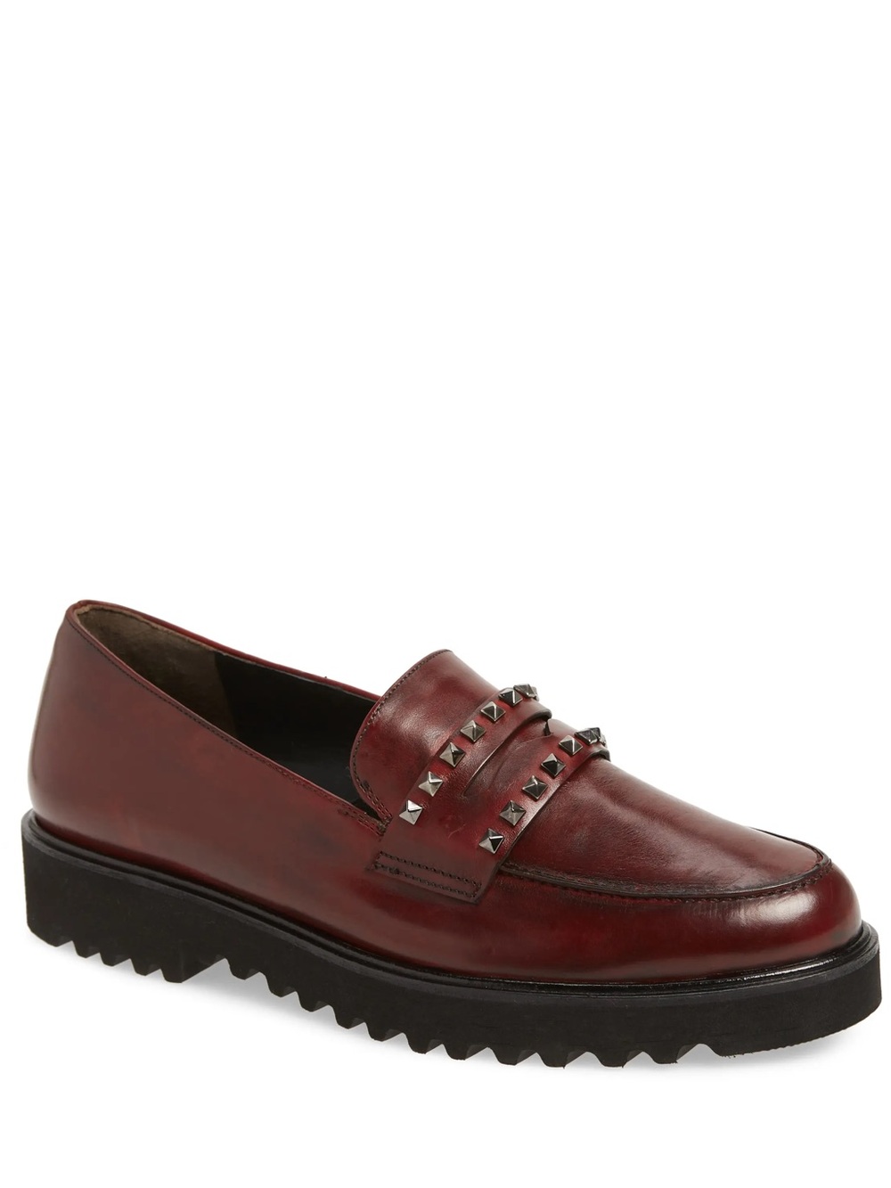 Paul Green Sofia Burgundy Studded Loafers 5.5